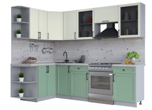 ГОТОВАЯ КУХНЯ ТРЕНД SOFT-TOUCH 1,5Х2,6 (БЕЛЫЙ/ МЯТА)