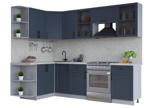 ГОТОВАЯ КУХНЯ ТРЕНД SOFT-TOUCH 1,5Х2,6 (ИНДИГО/ ИНДИГО)