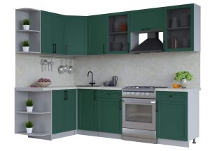 ГОТОВАЯ КУХНЯ ТРЕНД SOFT-TOUCH 1,5Х2,6 (ИЗУМРУД/ ИЗУМРУД)