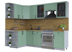 ГОТОВАЯ КУХНЯ ТРЕНД SOFT-TOUCH 1,5Х2,6 (МЯТА/ МЯТА)