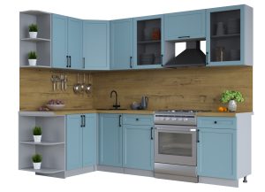 ГОТОВАЯ КУХНЯ ТРЕНД SOFT-TOUCH 1,5Х2,6 (ОКЕАН/ ОКЕАН)