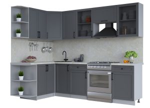 ГОТОВАЯ КУХНЯ ТРЕНД SOFT-TOUCH 1,5Х2,6 (ПЕПЕЛ/ ПЕПЕЛ)