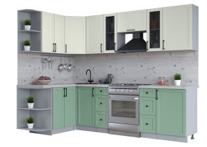 ГОТОВАЯ КУХНЯ ТРЕНД SOFT-TOUCH 1,5Х2,7 (БЕЛЫЙ/ МЯТА)