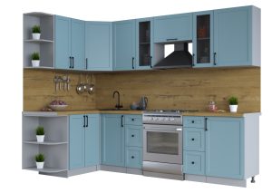 ГОТОВАЯ КУХНЯ ТРЕНД SOFT-TOUCH 1,5Х2,7 (ОКЕАН/ ОКЕАН)