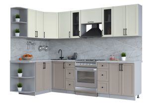 ГОТОВАЯ КУХНЯ ТРЕНД SOFT-TOUCH 1,5Х2,8 (БЕЛЫЙ/ ЛУНА)