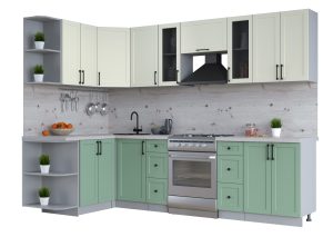 ГОТОВАЯ КУХНЯ ТРЕНД SOFT-TOUCH 1,5Х2,8 (БЕЛЫЙ/ МЯТА)