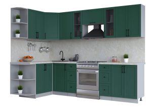 ГОТОВАЯ КУХНЯ ТРЕНД SOFT-TOUCH 1,5Х2,8 (ИЗУМРУД/ ИЗУМРУД)