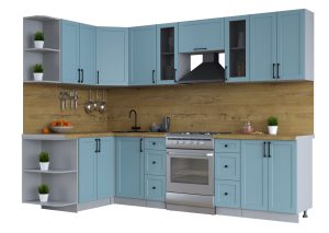 ГОТОВАЯ КУХНЯ ТРЕНД SOFT-TOUCH 1,5Х2,8 (ОКЕАН/ ОКЕАН)