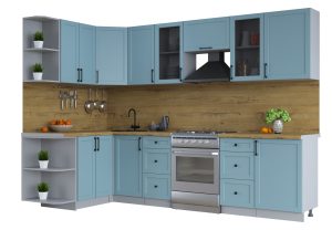 ГОТОВАЯ КУХНЯ ТРЕНД SOFT-TOUCH 1,5Х2,9 (ОКЕАН/ ОКЕАН)