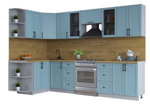 ГОТОВАЯ КУХНЯ ТРЕНД SOFT-TOUCH 1,5Х3,0 (ОКЕАН/ ОКЕАН)