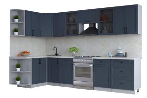 ГОТОВАЯ КУХНЯ ТРЕНД SOFT-TOUCH 1,5Х3,2 (ИНДИГО/ ИНДИГО)
