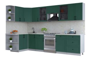 ГОТОВАЯ КУХНЯ ТРЕНД SOFT-TOUCH 1,5Х3,2 (ИЗУМРУД/ ИЗУМРУД)