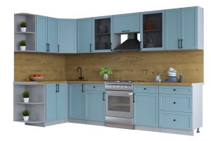 ГОТОВАЯ КУХНЯ ТРЕНД SOFT-TOUCH 1,5Х3,2 (ОКЕАН/ ОКЕАН)