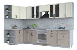 ГОТОВАЯ КУХНЯ ТРЕНД SOFT-TOUCH 1,5Х3,3 (БЕЛЫЙ/ ЛУНА)