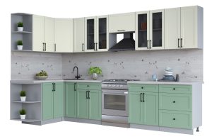 ГОТОВАЯ КУХНЯ ТРЕНД SOFT-TOUCH 1,5Х3,3 (БЕЛЫЙ/ МЯТА)