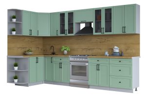 ГОТОВАЯ КУХНЯ ТРЕНД SOFT-TOUCH 1,5Х3,3 (МЯТА/ МЯТА)