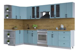 ГОТОВАЯ КУХНЯ ТРЕНД SOFT-TOUCH 1,5Х3,3 (ОКЕАН/ ОКЕАН)