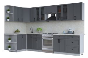 ГОТОВАЯ КУХНЯ ТРЕНД SOFT-TOUCH 1,5Х3,3 (ПЕПЕЛ/ ПЕПЕЛ)