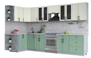 ГОТОВАЯ КУХНЯ ТРЕНД SOFT-TOUCH 1,5Х3,4 (БЕЛЫЙ/ МЯТА)