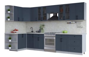 ГОТОВАЯ КУХНЯ ТРЕНД SOFT-TOUCH 1,5Х3,4 (ИНДИГО/ ИНДИГО)