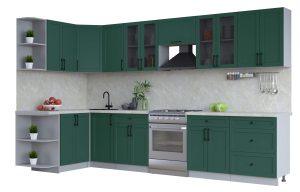 ГОТОВАЯ КУХНЯ ТРЕНД SOFT-TOUCH 1,5Х3,4 (ИЗУМРУД/ ИЗУМРУД)