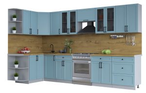 ГОТОВАЯ КУХНЯ ТРЕНД SOFT-TOUCH 1,5Х3,4 (ОКЕАН/ ОКЕАН)