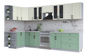 ГОТОВАЯ КУХНЯ ТРЕНД SOFT-TOUCH 1,5Х3,5 (БЕЛЫЙ/ МЯТА)