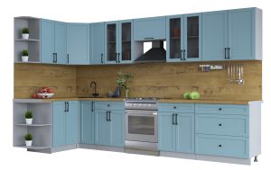 ГОТОВАЯ КУХНЯ ТРЕНД SOFT-TOUCH 1,5Х3,5 (ОКЕАН/ ОКЕАН)