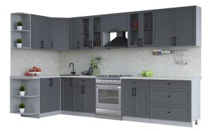 ГОТОВАЯ КУХНЯ ТРЕНД SOFT-TOUCH 1,5Х3,5 (ПЕПЕЛ/ ПЕПЕЛ)