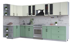 ГОТОВАЯ КУХНЯ ТРЕНД SOFT-TOUCH 1,5Х3,6 (БЕЛЫЙ/ МЯТА)