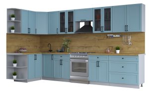 ГОТОВАЯ КУХНЯ ТРЕНД SOFT-TOUCH 1,5Х3,6 (ОКЕАН/ ОКЕАН)