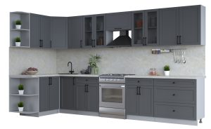 ГОТОВАЯ КУХНЯ ТРЕНД SOFT-TOUCH 1,5Х3,6 (ПЕПЕЛ/ ПЕПЕЛ)