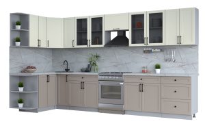 ГОТОВАЯ КУХНЯ ТРЕНД SOFT-TOUCH 1,5Х3,7 (БЕЛЫЙ/ ЛУНА)