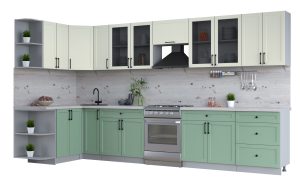 ГОТОВАЯ КУХНЯ ТРЕНД SOFT-TOUCH 1,5Х3,7 (БЕЛЫЙ/ МЯТА)