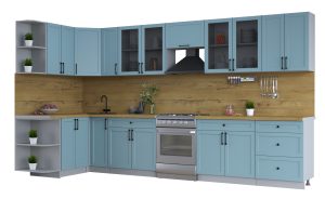 ГОТОВАЯ КУХНЯ ТРЕНД SOFT-TOUCH 1,5Х3,7 (ОКЕАН/ ОКЕАН)