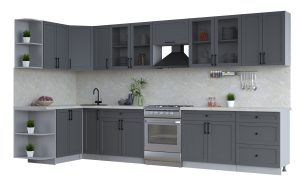 ГОТОВАЯ КУХНЯ ТРЕНД SOFT-TOUCH 1,5Х3,7 (ПЕПЕЛ/ ПЕПЕЛ)