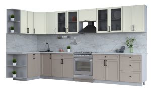 ГОТОВАЯ КУХНЯ ТРЕНД SOFT-TOUCH 1,5Х3,8 (БЕЛЫЙ/ ЛУНА)