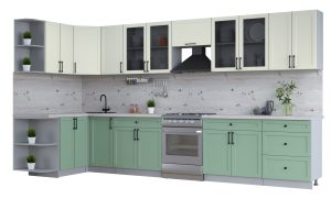 ГОТОВАЯ КУХНЯ ТРЕНД SOFT-TOUCH 1,5Х3,8 (БЕЛЫЙ/ МЯТА)