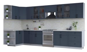 ГОТОВАЯ КУХНЯ ТРЕНД SOFT-TOUCH 1,5Х3,8 (ИНДИГО/ ИНДИГО)