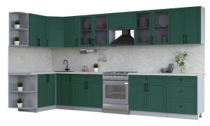 ГОТОВАЯ КУХНЯ ТРЕНД SOFT-TOUCH 1,5Х3,8 (ИЗУМРУД/ ИЗУМРУД)