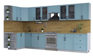 ГОТОВАЯ КУХНЯ ТРЕНД SOFT-TOUCH 1,5Х3,8 (ОКЕАН/ ОКЕАН)