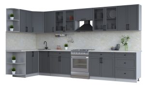 ГОТОВАЯ КУХНЯ ТРЕНД SOFT-TOUCH 1,5Х3,8 (ПЕПЕЛ/ ПЕПЕЛ)