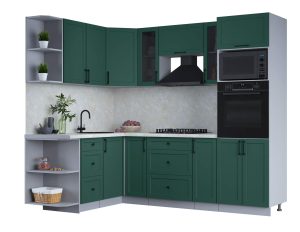 ГОТОВАЯ КУХНЯ ТРЕНД SOFT-TOUCH 1,68Х2,4 (ИЗУМРУД/ ИЗУМРУД)