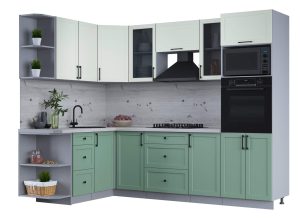 ГОТОВАЯ КУХНЯ ТРЕНД SOFT-TOUCH 1,68Х2,6 (БЕЛЫЙ/ МЯТА)