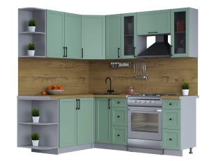 ГОТОВАЯ КУХНЯ ТРЕНД SOFT-TOUCH 1,7Х2,1 (МЯТА/ МЯТА)
