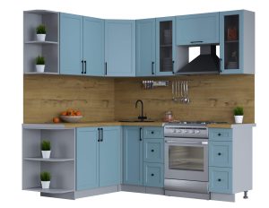 ГОТОВАЯ КУХНЯ ТРЕНД SOFT-TOUCH 1,7Х2,1 (ОКЕАН/ ОКЕАН)