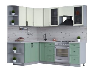 ГОТОВАЯ КУХНЯ ТРЕНД SOFT-TOUCH 1,7Х2,3 (БЕЛЫЙ/ МЯТА)
