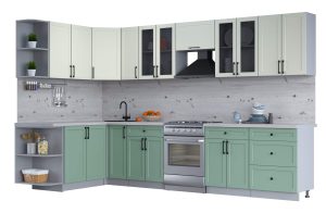 ГОТОВАЯ КУХНЯ ТРЕНД SOFT-TOUCH 1,7Х3,3 (БЕЛЫЙ/ МЯТА)