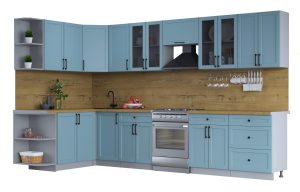 ГОТОВАЯ КУХНЯ ТРЕНД SOFT-TOUCH 1,7Х3,4 (ОКЕАН/ ОКЕАН)