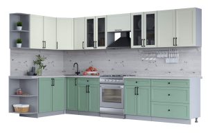ГОТОВАЯ КУХНЯ ТРЕНД SOFT-TOUCH 1,7Х3,5 (БЕЛЫЙ/ МЯТА)